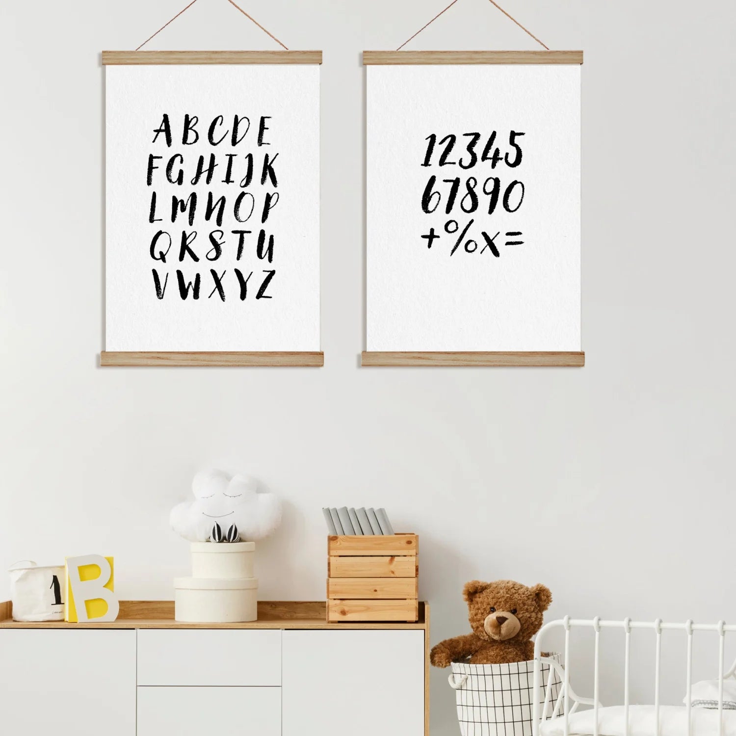 Alphabet and Numbers Print - Black Hand Font Prints Bold