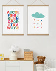 Alphabet and Raincloud Print - Bright Bold Font Prints