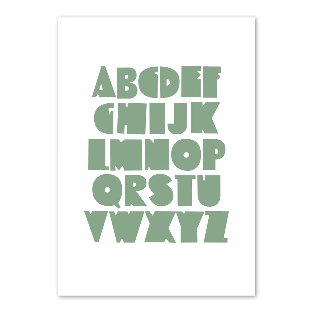 Alphabet and Toucan Print - Green Prints Animals
