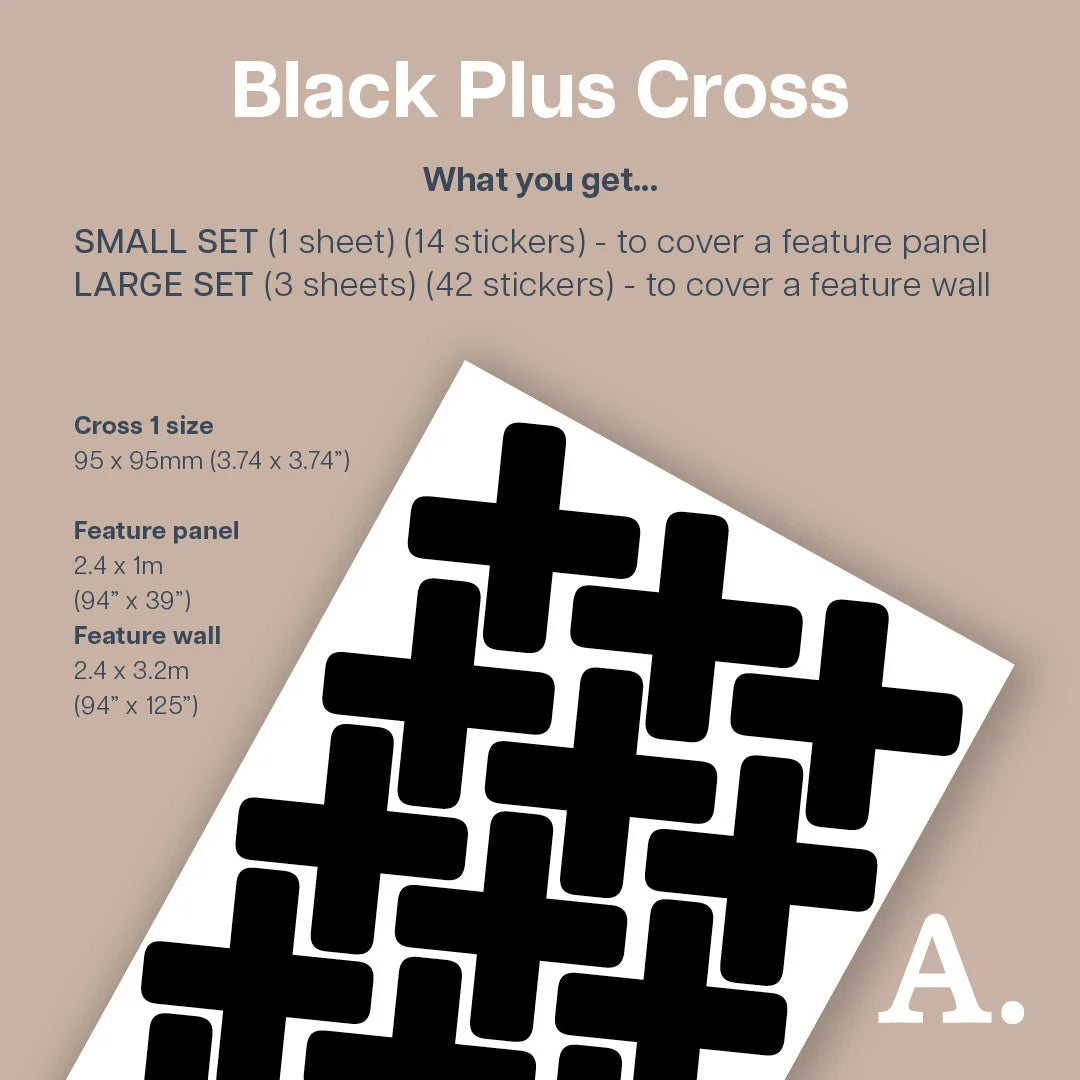 Black Plus Cross Wall Decal - Decals Abstract Shapes