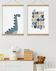 Blue Dinosaur and Jungle Alphabet Print