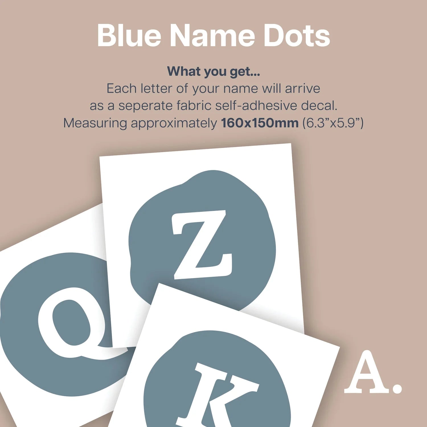 Blue Personalised Name Dots - Decals Personalisation