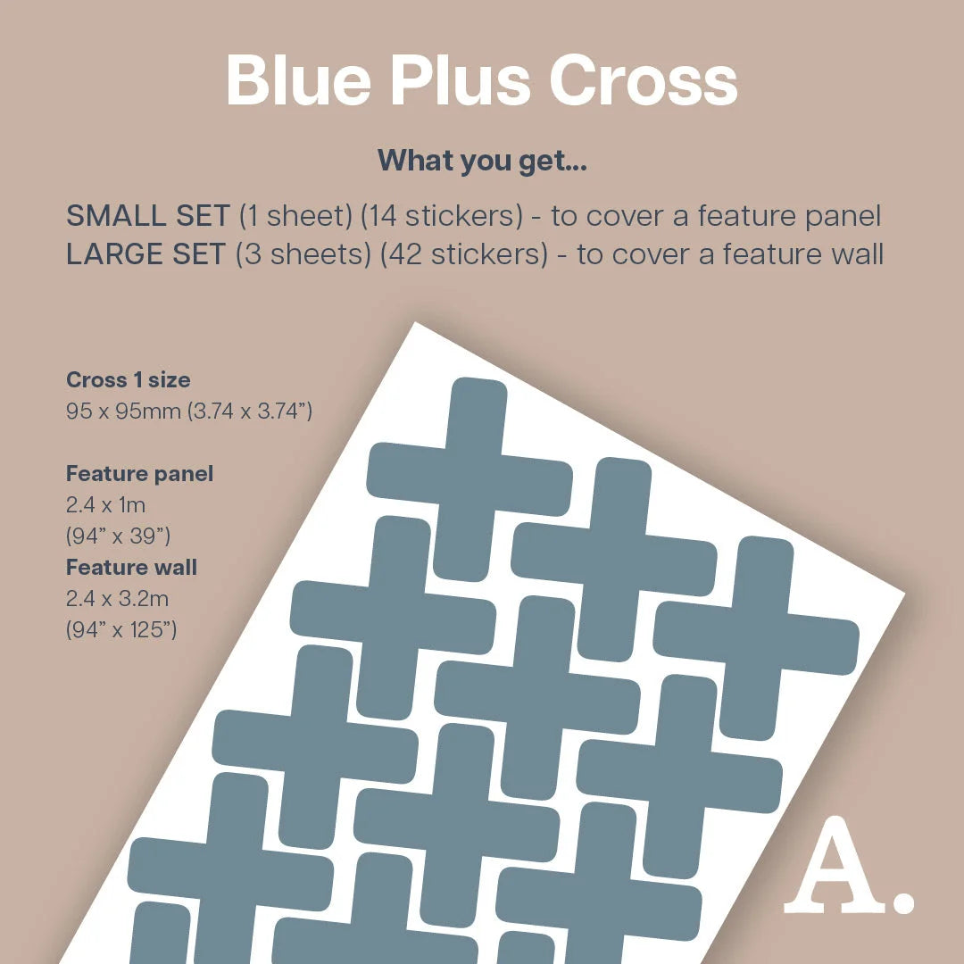 Blue Plus Cross Wall Decal - Decals Abstract Shapes
