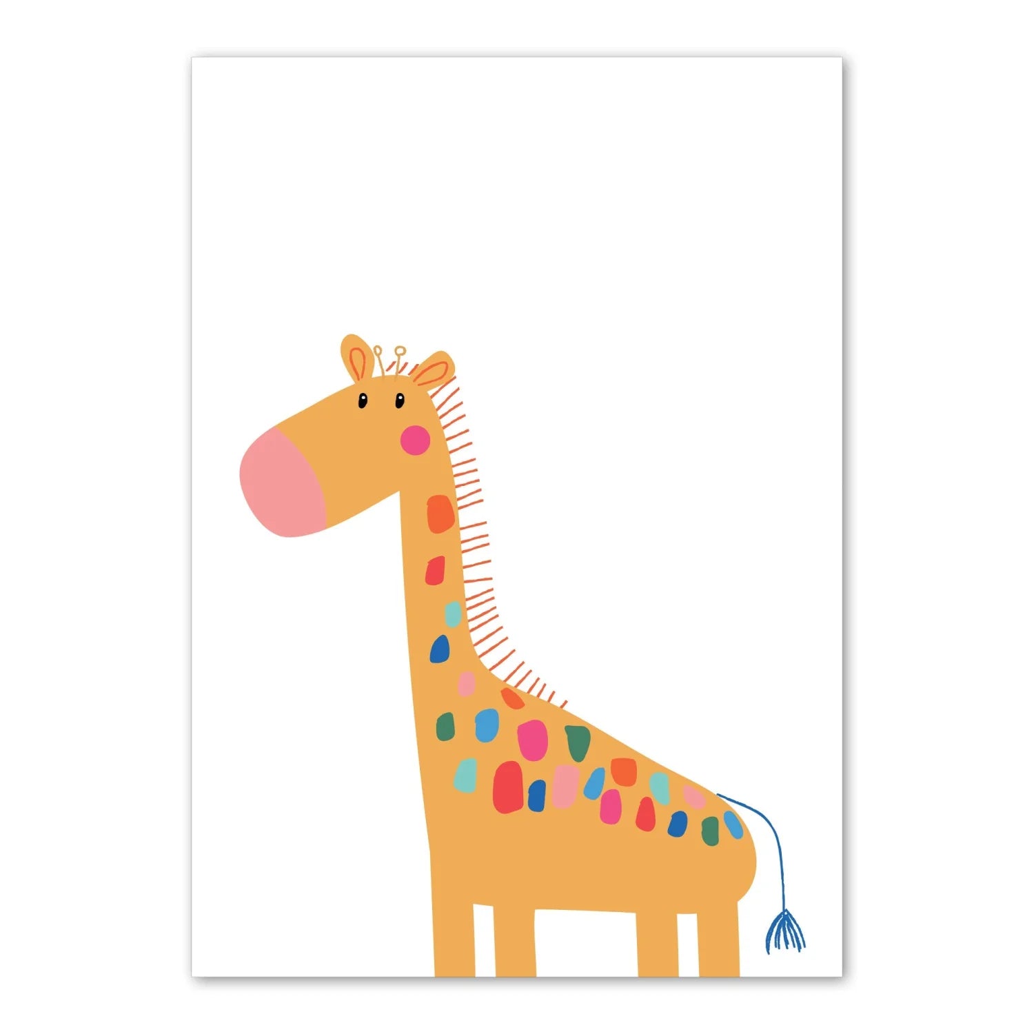 Bright Giraffe and Mr Lion Print - Prints Animals