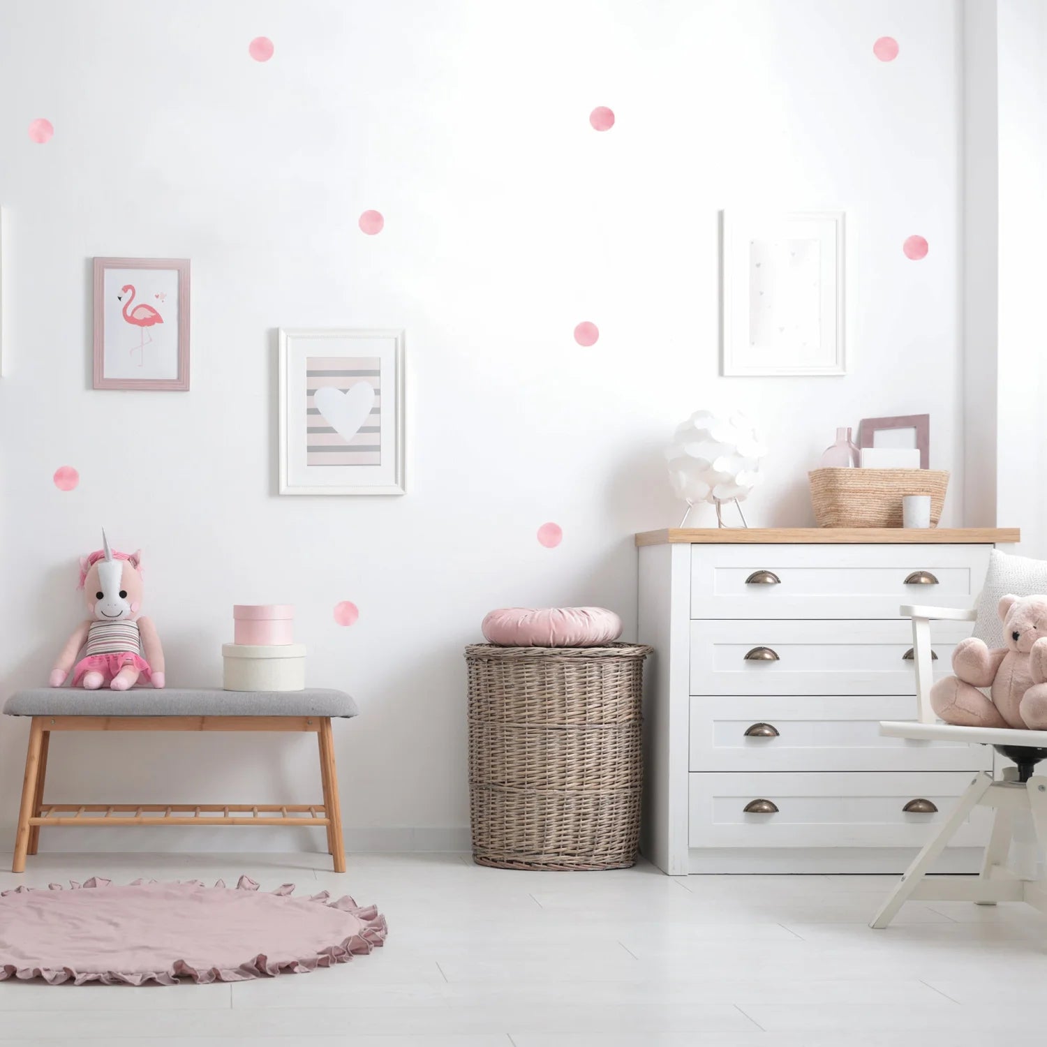 Dusty Pink Polka Dot Wall Decal - Decals Dots