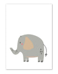 Hippo Elephant and Alphabet Print - Prints Animals