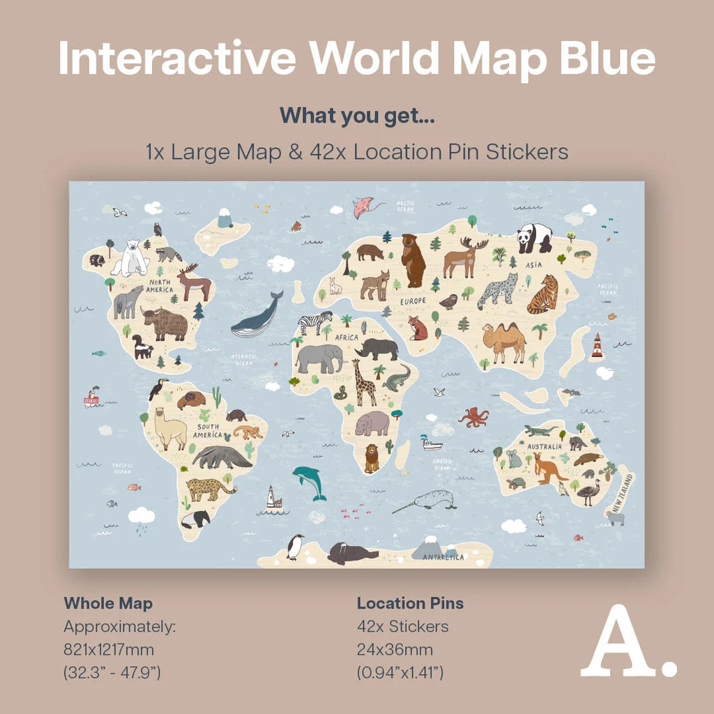 Interactive World Map - Blue - Decals - Maps