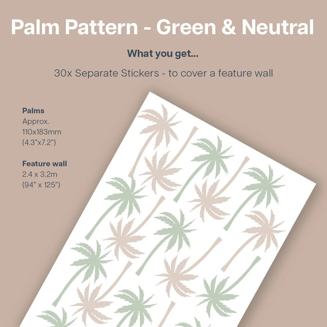 Palm Pattern Green & Neutral - Decals - Florals