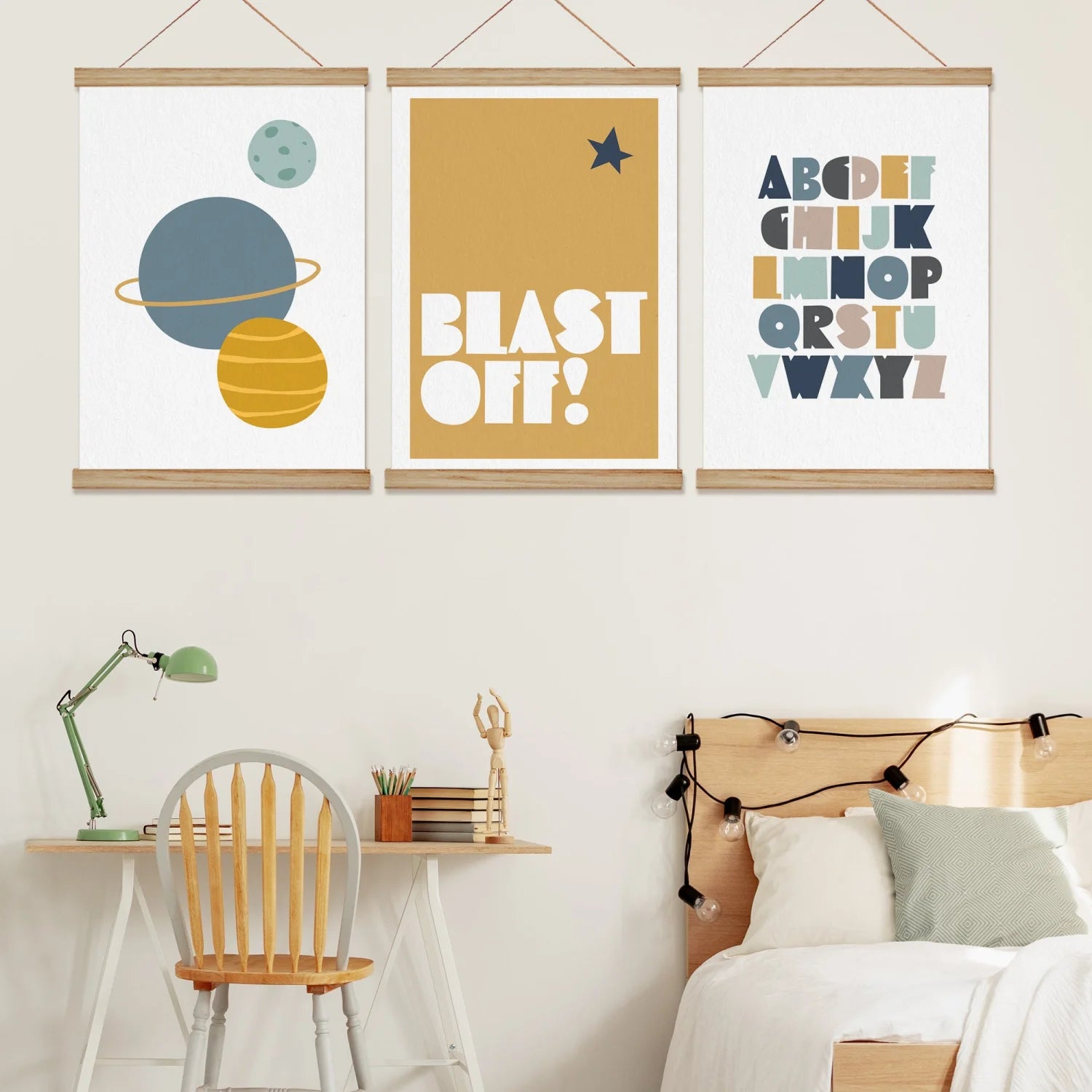 Planets Blast Off and Alphabet Print - Prints Into Space