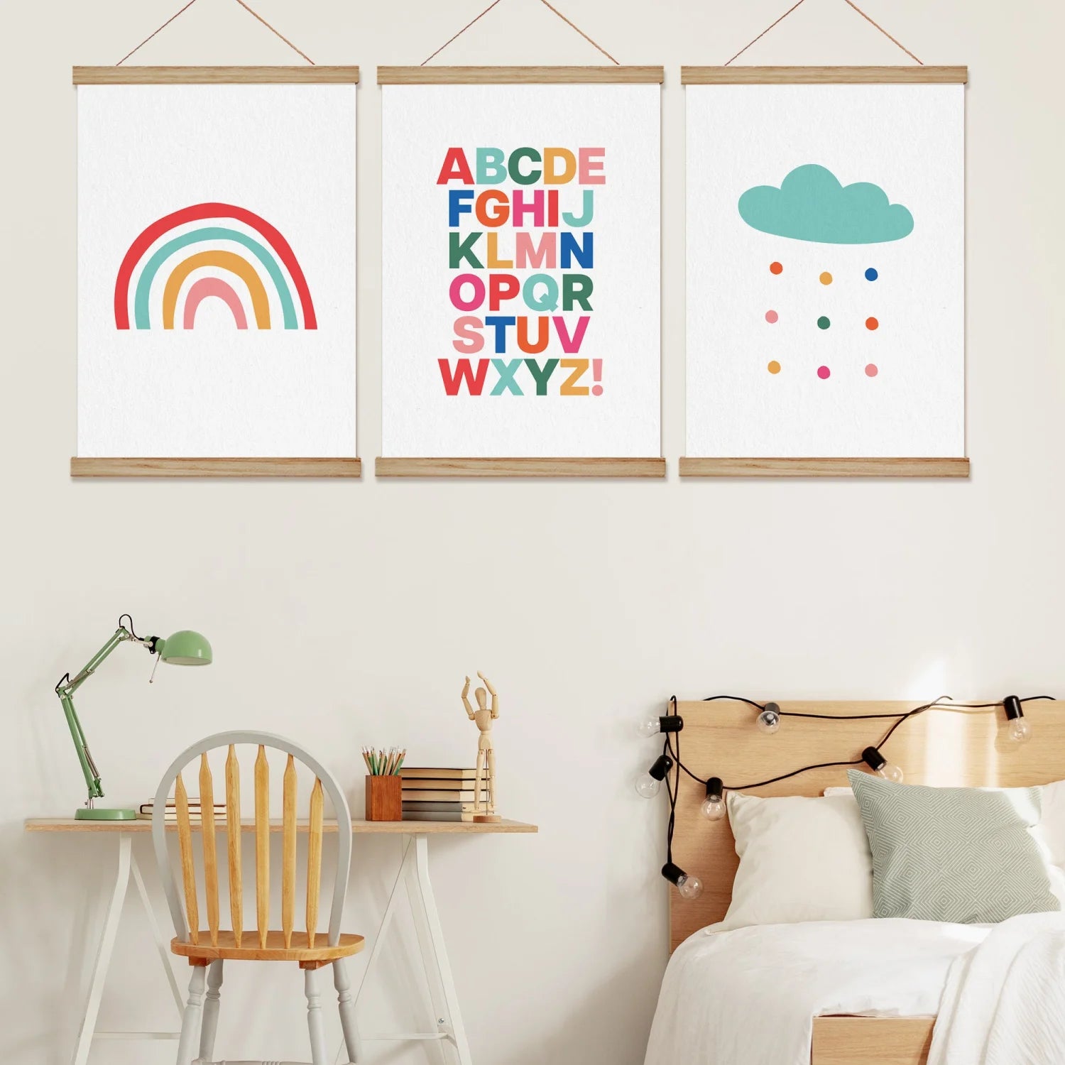 Rainbow Alphabet and Raincloud Print - Bright Prints Bold