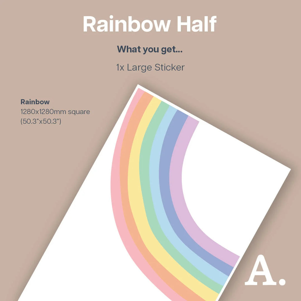 Rainbow Half Wall Decal - Decals - Rainbow Sun Clouds
