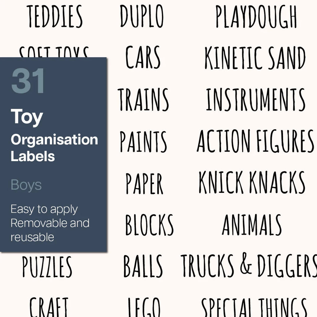 Toy Labels - Boys Clear Rectangular Organisation