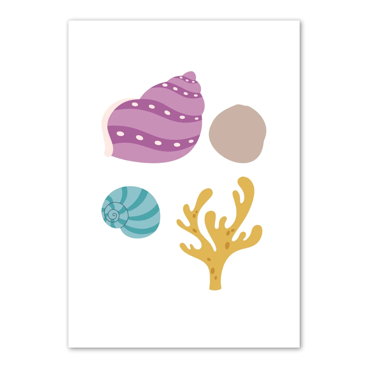 Whale and Seashells Print - Prints By The Sea